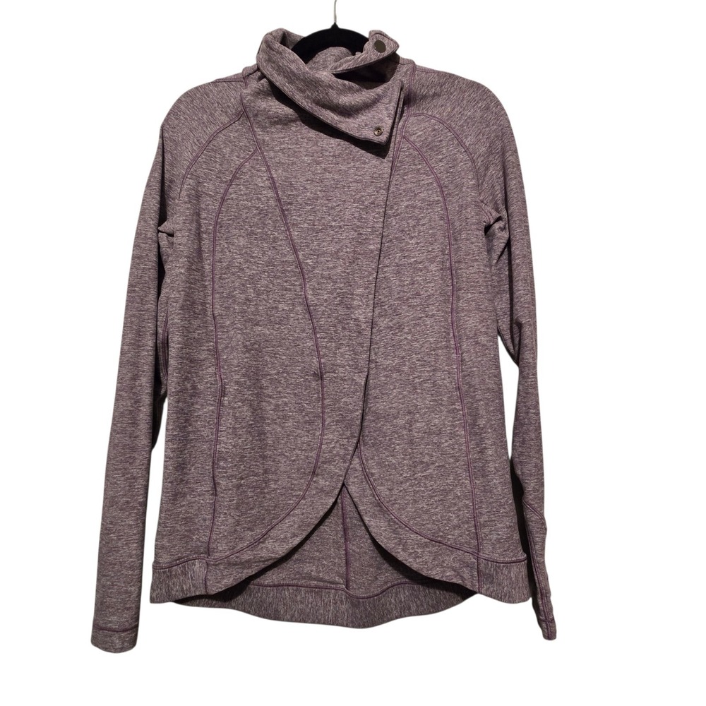 Lululemon Rulu Rally Wrap Jacket Womens Sz 6 Purple Pockets Modal Snap Front